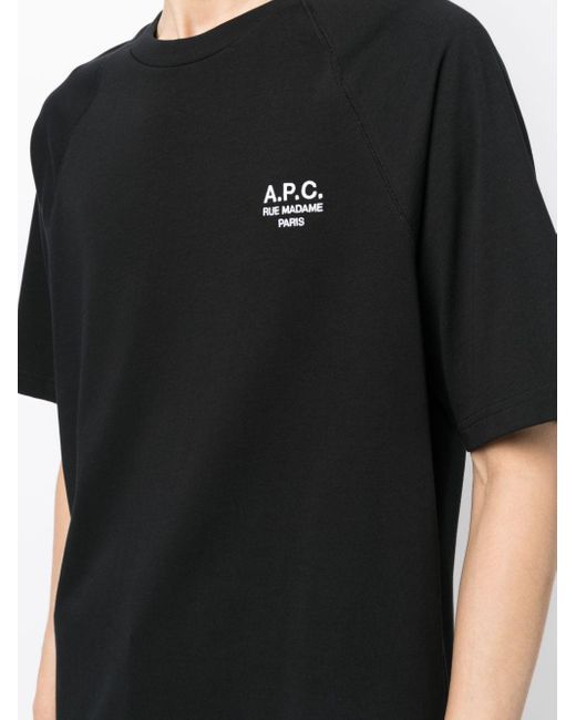 A.P.C. Black Willy Logo-Embroidered Cotton T-Shirt for men