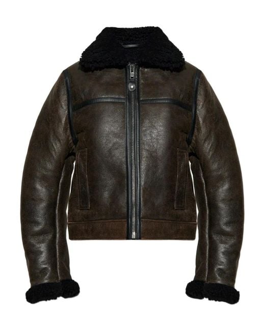 Samsøe & Samsøe Black Shearling-Collar Jacket