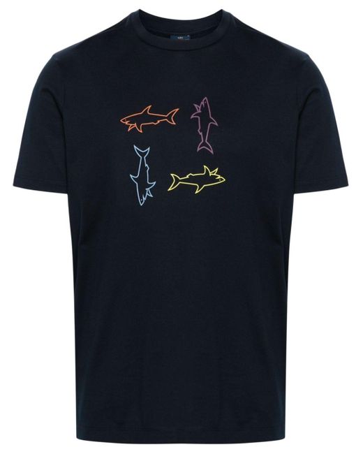 Camiseta con motivo de tiburón Paul & Shark de hombre de color Blue