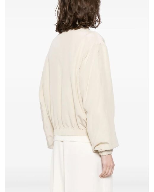 Helmut Lang Natural Neutral Silk Bomber Jacket
