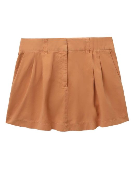 Stella McCartney Brown Pleated Cotton Mini Skirt