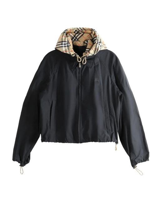 Burberry Black Zip Closure Jacket With Detachable Hood