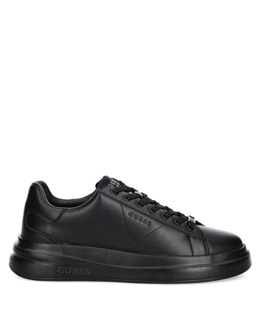 Guess Black Elba Embossed-Logo Platform Sneakers for men