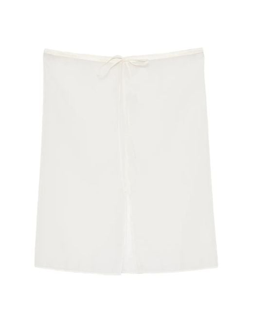 DUNST White Drawstring Midi Skirt