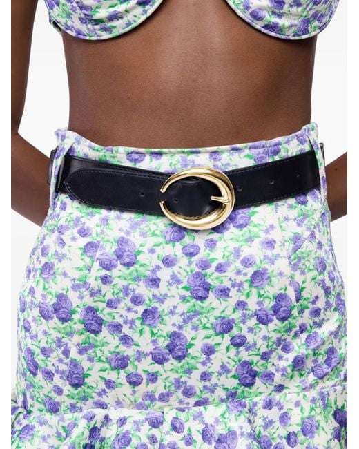 Rabanne White Ring-Buckle Leather Belt