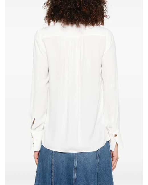 Elisabetta Franchi White Logo-Charms Georgette Blouse