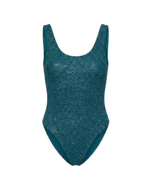 Oseree Blue Lumière Metallic Swimsuit