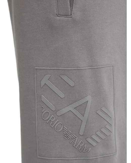 EA7 Gray Logo-Detail Drawstring Shorts for men