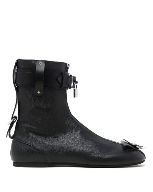 J.W. Anderson Black Padlock Leather Ankle Boots for men