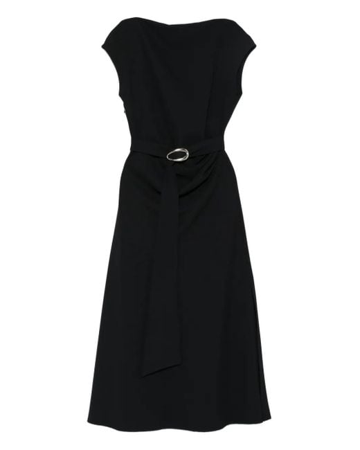 Imperial Midi-Jurk Met Kapmouwen En Ceintuur in het Black