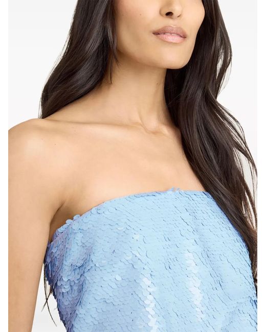 Cinq À Sept Blue Jupiter Sequinned Crop Top