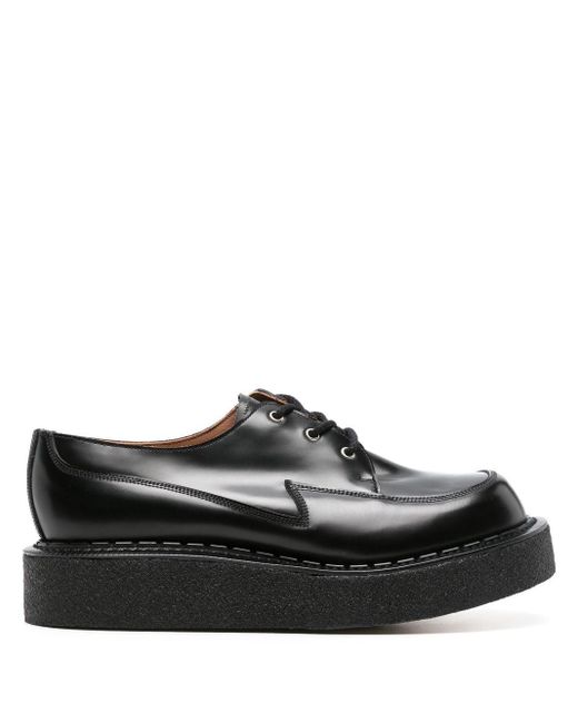 Comme des Garçons Black Leather Platform Derby Shoes for men