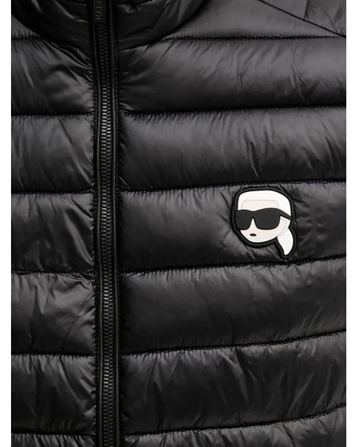 Karl Lagerfeld Gray Logo-Patch Quilted Gilet for men