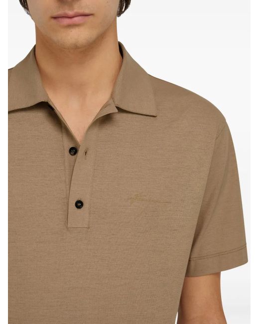 Ferragamo Natural Signature Cotton Polo Shirt for men