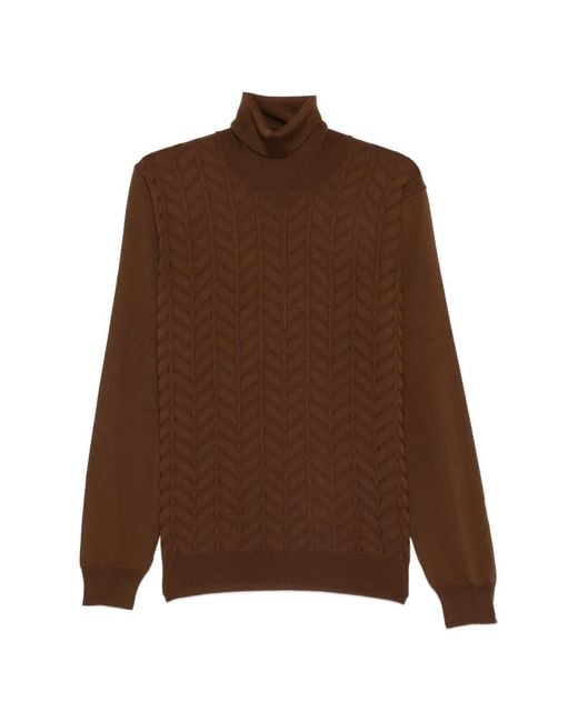 Corneliani Brown Roll-Neck Sweater for men