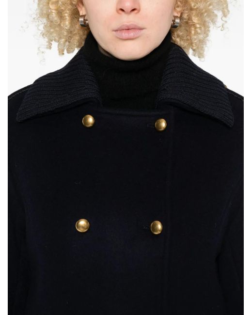 P.A.R.O.S.H. Blue Ribbed-Collar Coat