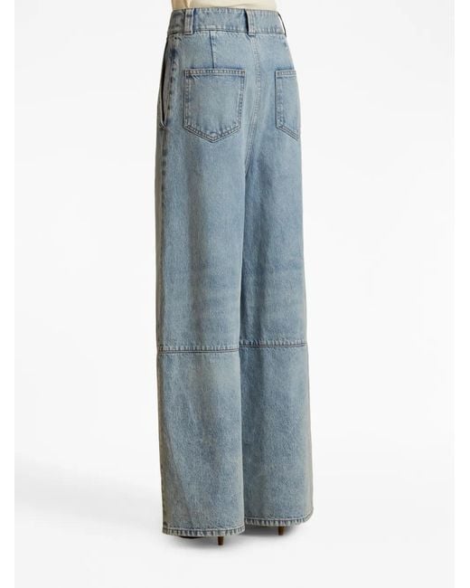 Khaite Blue High-Rise Wide-Leg Cotton Jeans