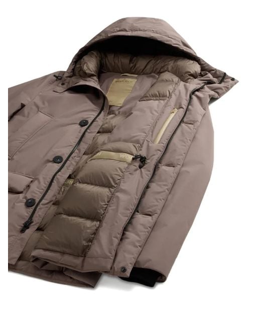 Woolrich Brown Hooded Button-Fastening Jacket for men