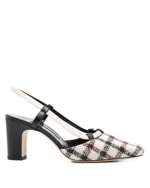 Manolo Blahnik Metallic 70Mm Vestal Checked Slingback Pumps