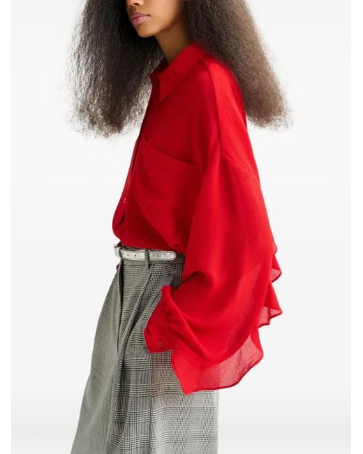 Essentiel Antwerp Red Hemd mit gerüschten Ärmeln