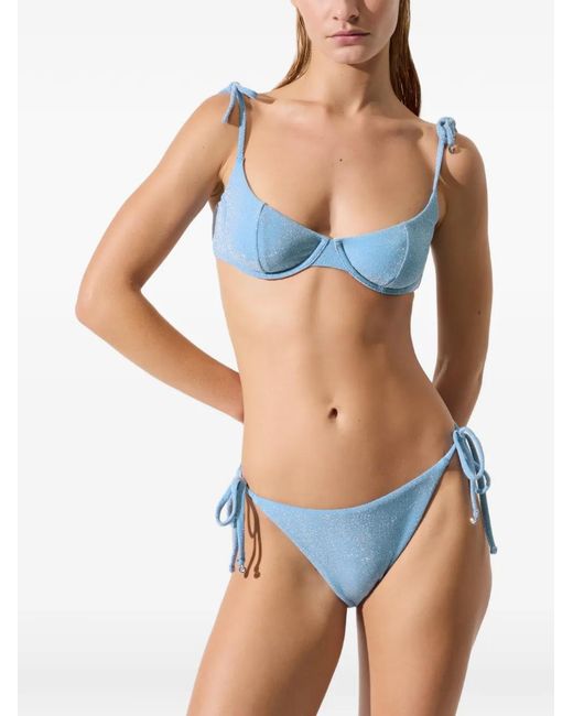 Karl Lagerfeld Blue Signature Lurex Underwire Bikini Top
