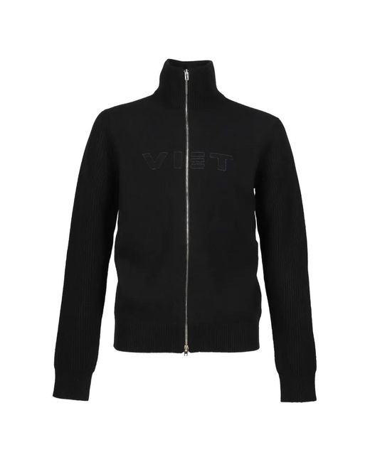 Vetements Black Logo-Embroidered Zip-Up Sweater for men