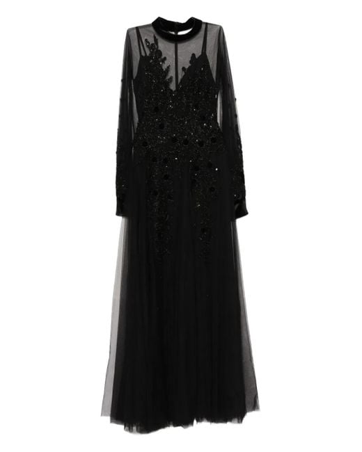 Saiid Kobeisy Black Kleid Mit Stickerei