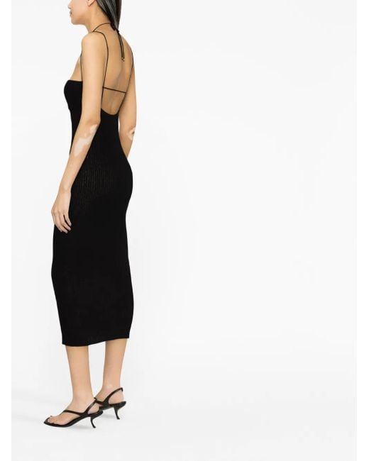 Blumarine Black Logo-Plaque Ribbed Dress
