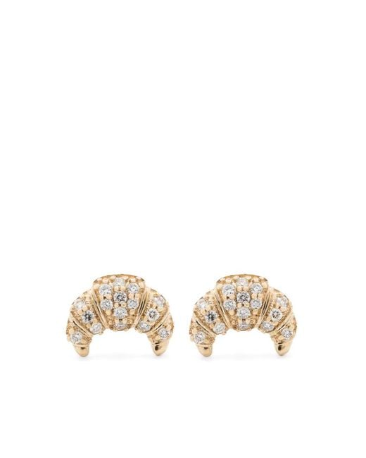 Sydney Evan White 14Kt Small Croissant Diamond Stud Earrings