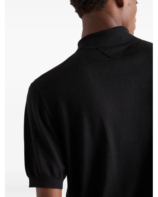 Prada Fijngebreid Poloshirt in het Black voor heren