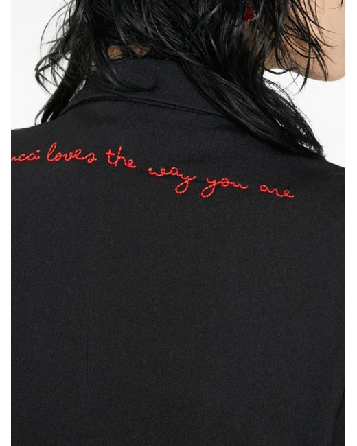 Fiorucci Black Double-Breasted Embroidered Blazer
