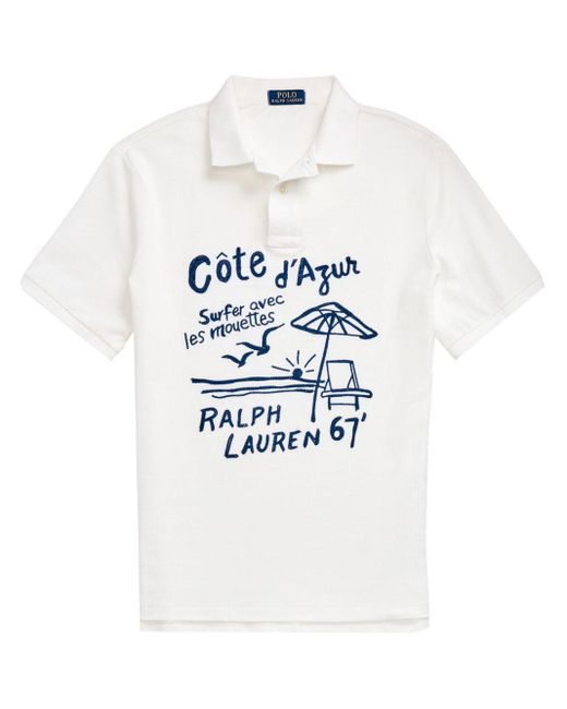 Polo Ralph Lauren Poloshirt mit "Cote d'Azur"-Print in White für Herren