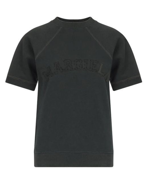 Maison Margiela Black Sweat En Coton À Logo Imprimé