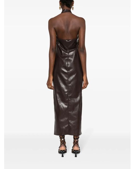 Nanushka Black Halterneck Faux-Leather Dress