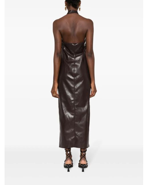 Nanushka Black Halterneck Faux-Leather Dress
