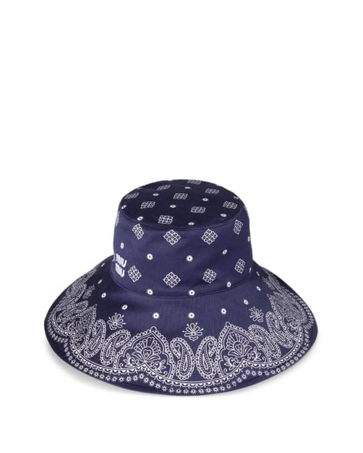 Miu Miu Blue Hut mit Bandana-Print