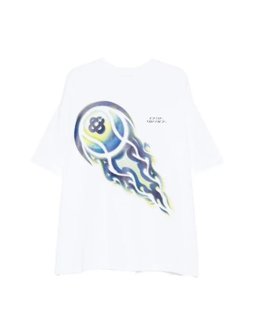 Casablanca Blue Flaming Tennis Ball Graphic-Print T-Shirt for men