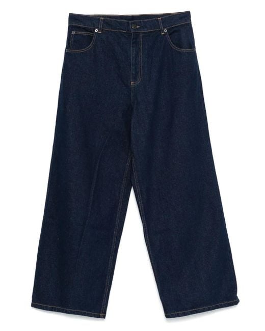 Charles Jeffrey Blue Knitted-Patch Wide-Leg Jeans