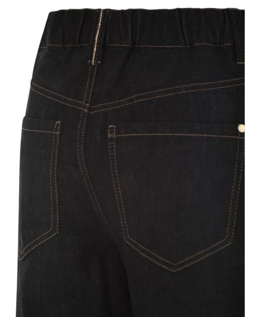 Brunello Cucinelli Black Wide-Leg Cotton Denim Jeans