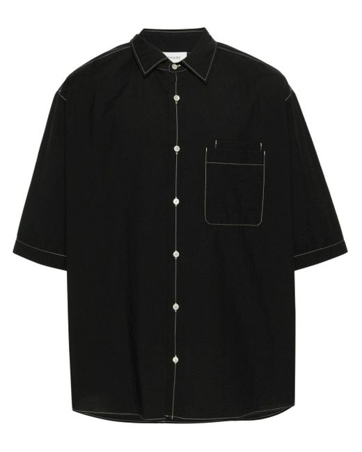 Lemaire Overhemd Met Contrasterend Stiksel in het Black voor heren