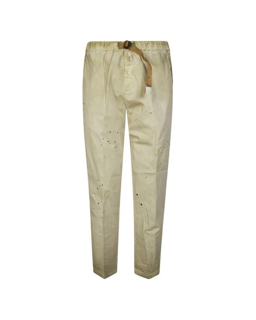 White Sand Green Belted Trousers for men