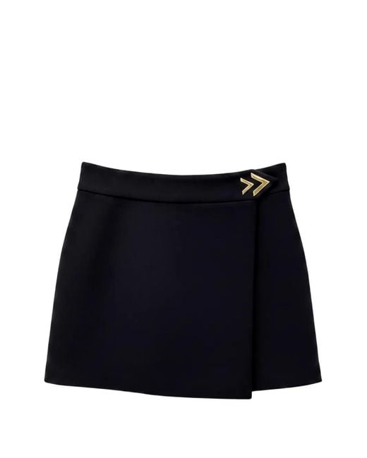 Valentino Garavani Black Vlogo-Detail Wrap Mini Skirt