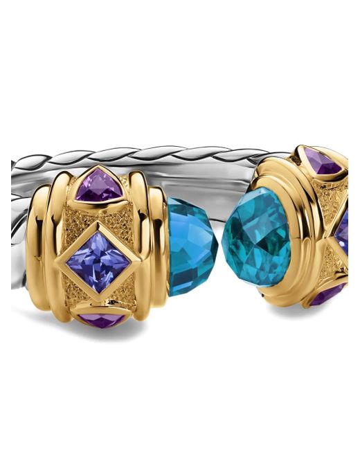 Anillo Renaissance en oro amarillo de 14 ct y plata de ley con gemas David Yurman de color Blue