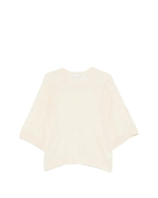 Panicale White Sequin-Embellished Raglan-Sleeve Sweater