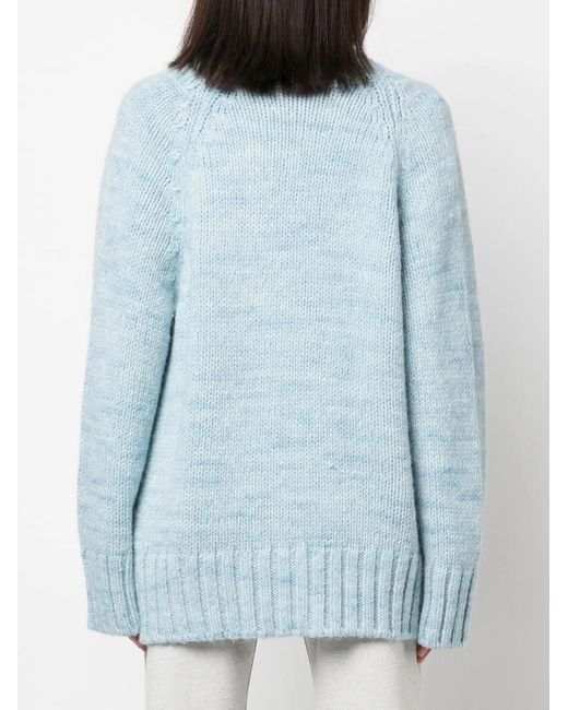 Maison Margiela Blue V-Neck Wool Cardigan