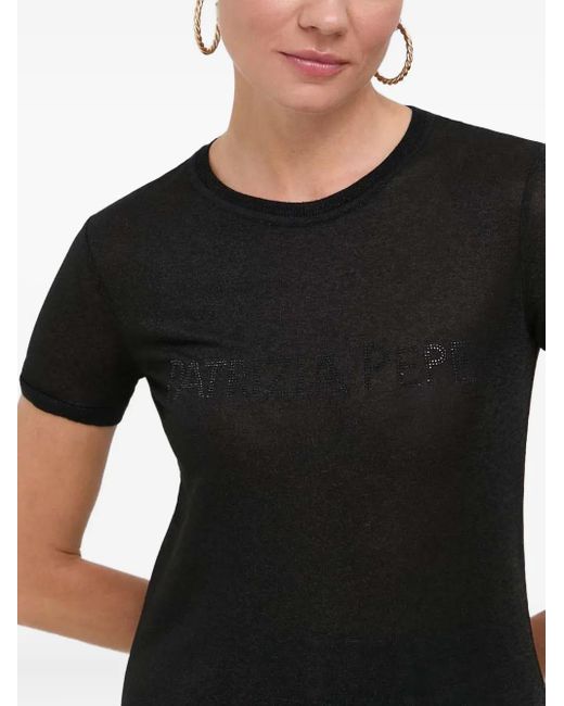 Patrizia Pepe Black Logo-Detail T-Shirt