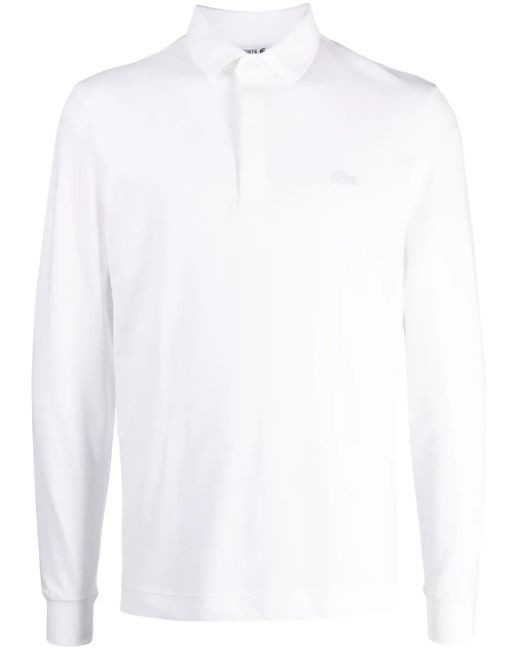 Lacoste White Smart Paris Logo-Patch Polo Shirt