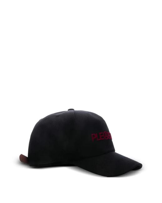 Pleasures Black Embroidered Snapback Cap for men
