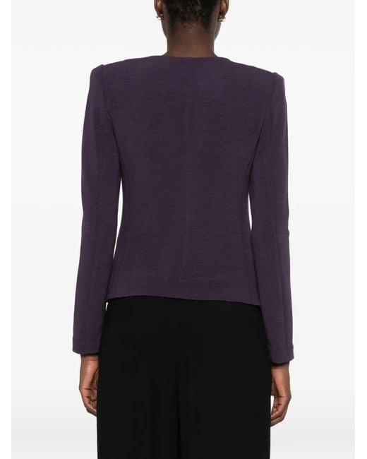 Emporio Armani Blue Ribbed-Knit Zip-Up Jacket