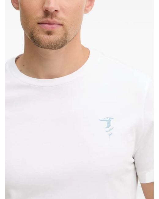 Trussardi White Logo-Print Crew-Neck T-Shirt for men